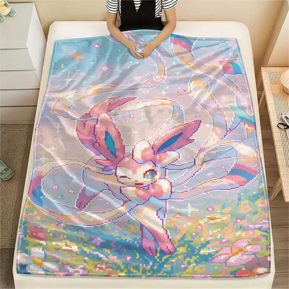 Sylveon Warm Print Flannel Blanket for Home Bedroom Sofa Travel Picnic Use.-TING