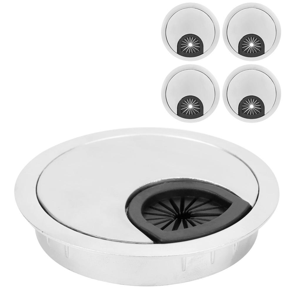 4pcs Zinc Alloy Cable Hole Cover 60mm Diameter Wire Cord Organizer Durable Desk Grommet Office