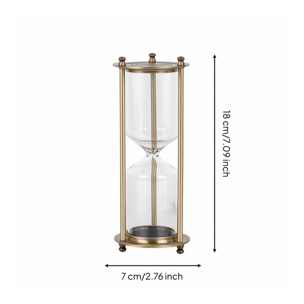 Empty Hourglass with Metal Frame Golden-Hued Sand Timer Clear for Crafters