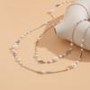2Pcs/Set Long Chain Imitation Pearl Necklace Double Layers Sweater Chain  Women Fashion