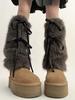 Bow Knot Leg Warmers Thickened Imitation Rabbit Fur Women Leggings Boots Cover Lolita Punk Harajuku Party Accessories