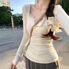 Women's French Ballet Lace Two-Piece Style Bottoming Shirt – Slim Waist Top for Spring & Autumn