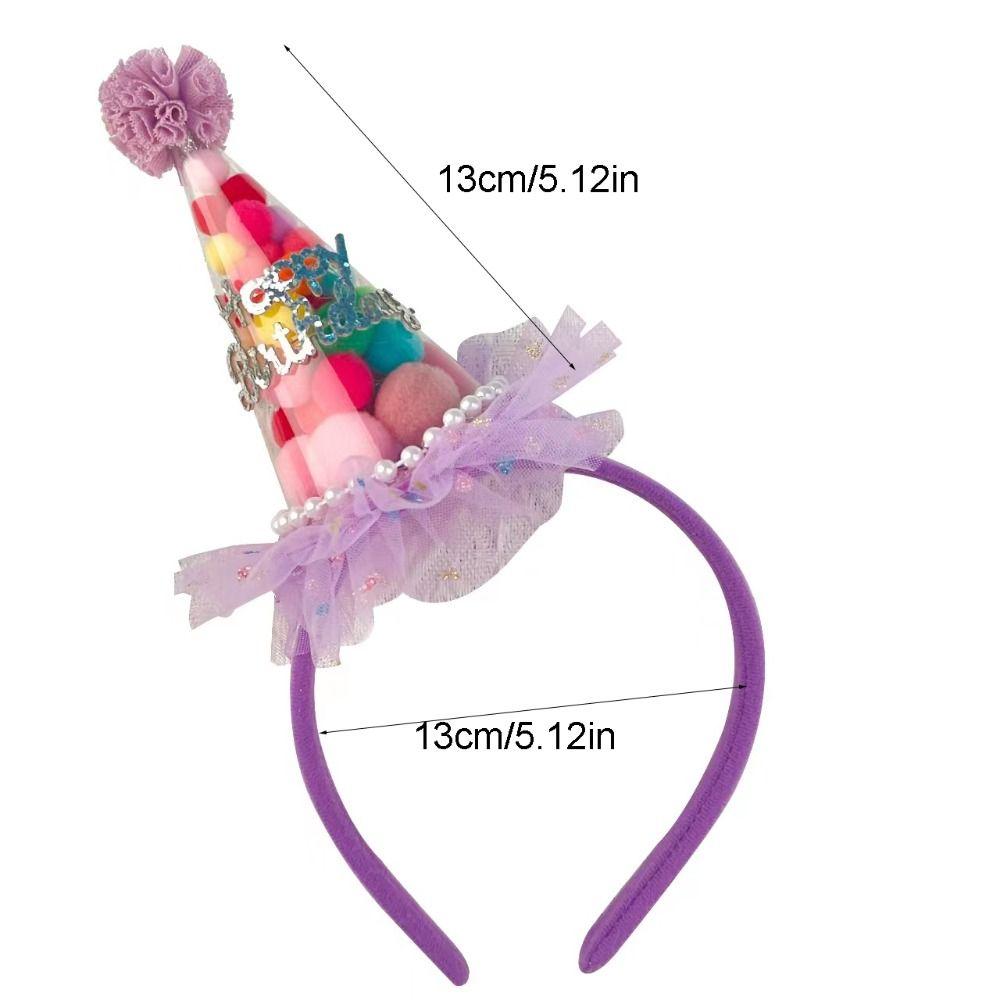 Разноцветная шляпа на день рождения, повязка на голову в корейском стиле, кружевной сетчатый обруч для волос, повязка для волос с днем ​​рождения, детская