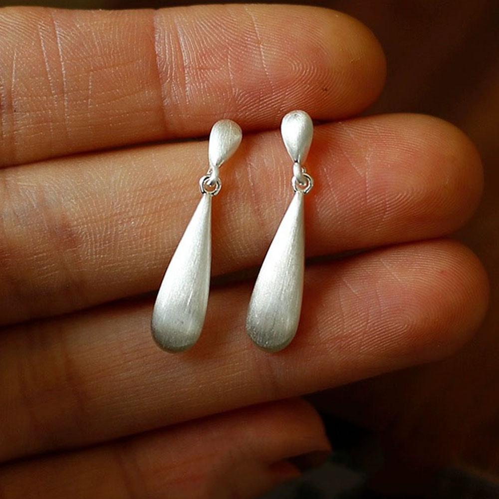 BF CLUB 925 Sterling Silver Earrings For Women Trendy Simple Retro Waterdrop Earring Jewelry Prevent Allergy Party Accessories