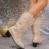 Модные женские ботильоны-змеиный принт на массивном каблуке, туфли из искусственной кожи, тренд 2025, остроносые ботинки челси, зимние новые модные туфли-лодочки, ботильоны для женщин
