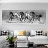 Животное семь бегущих лошадей золотой холст живопись черно-белые постеры и принты настенные художественные фотографии домашний декор без рамки
