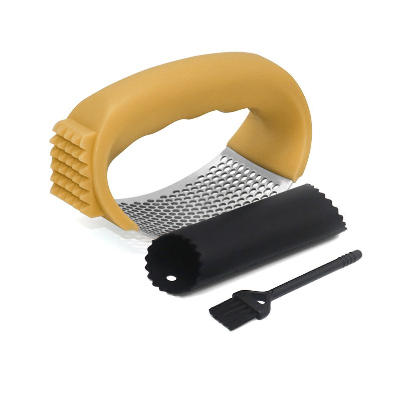 Чеснокодавилка с овощечисткой и щеткой для очистки, чесночница, измельчитель чеснока, ручной кухонный комбайн для измельчения чеснока