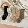 Wool Socks Women Autumn and Winter Thick Warm Middle-tube Socks Polka Dot Japanese Kawaii Cute Thermal Long Socks