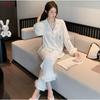 Golden velvet pajamas women's autumn and winter long sleeves sexy embossed leopard print feather suit Internet celebrity high-end light luxury