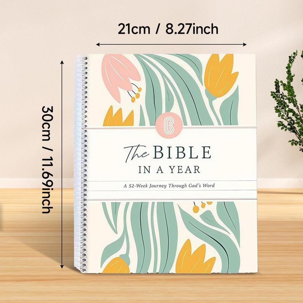 The Bible In A Year: A 52-Week Bible Study Guide for Women, A Spiral Bible Study Guide Journal, A Beautiful Year In the Bible((A4 Size) 1pc)