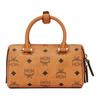 MCM Мини-сумка Boston Visetos из коньячной кожи с золотой фурнитурой для повседневного использования