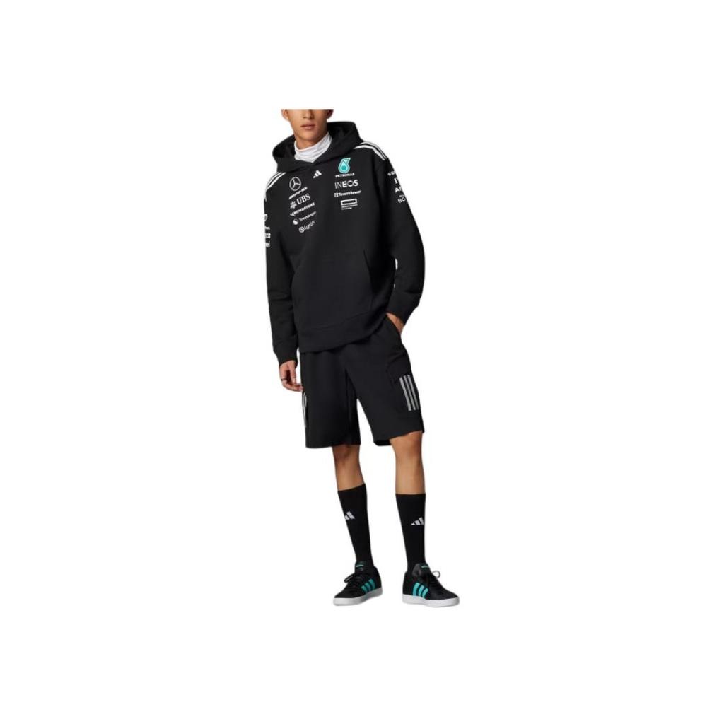 adidas X Mercedes-Amg Petronas F1 Team Ss25 Удобный Универсальный Повседневный Полосатый Свитшот с Длинным Рукавом Мужской свитшот Черный JW5385