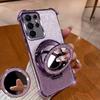 Glitter Sparkle Case with Mirror & Stand for Samsung S26 S25 Ultra S24 Plus  S23 S22 S21 Note 20 10 Pro Makeup Fashion Luxury Gift Phone Cover