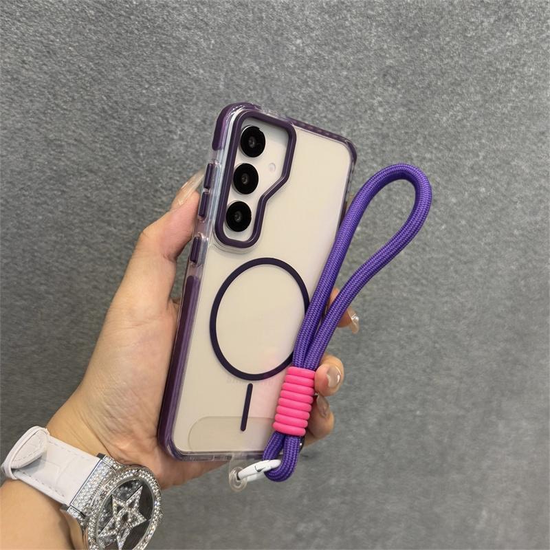 S25 ultra Anti Fall clear case Armor,for Samsumg galaxy S25 S24 Plus ultra Shock Proof case with Hand Strap