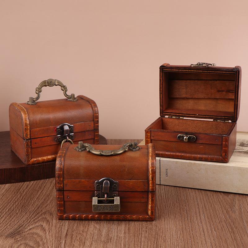 Ретро-деревянная шкатулка для хранения ожерелий, сережек, ювелирных изделий, запирающаяся паролем, коробка для хранения ключей, открывающаяся с помощью ключа, деревянная зелено-коричневая коробка с замком