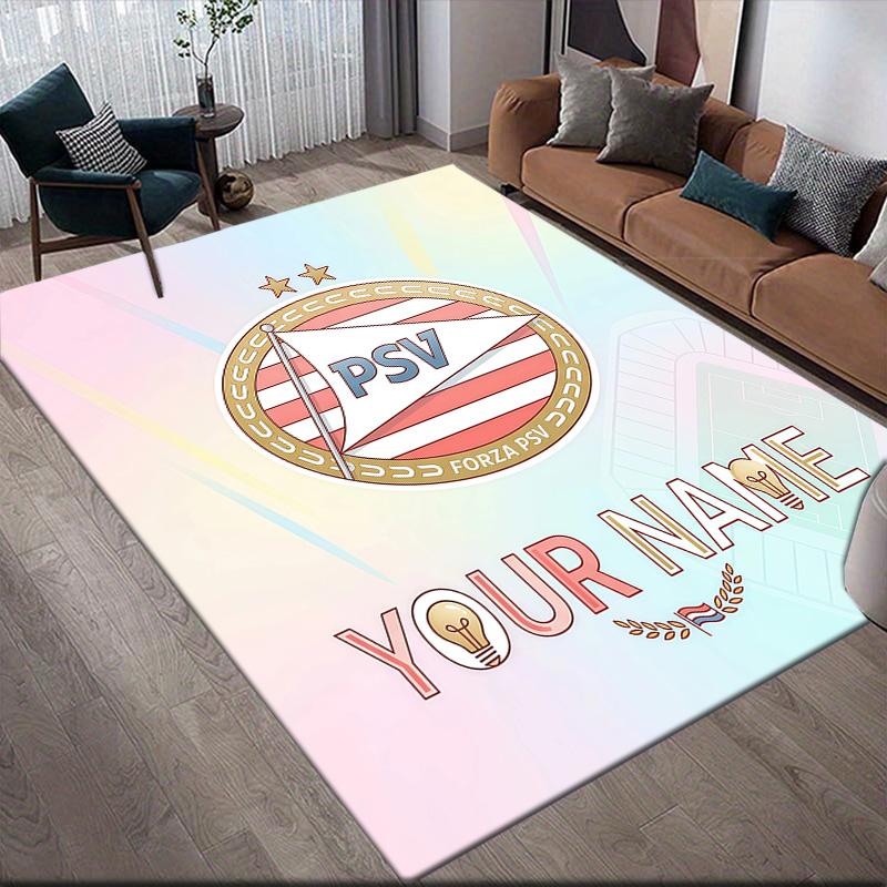 Custom Name PSV Eindhoven Flannel Pattern Square Carpet,Area Rug,Carpet Rug for Living Room Bedroom Sofa Playroom Decor,Non-slip Floor Mat