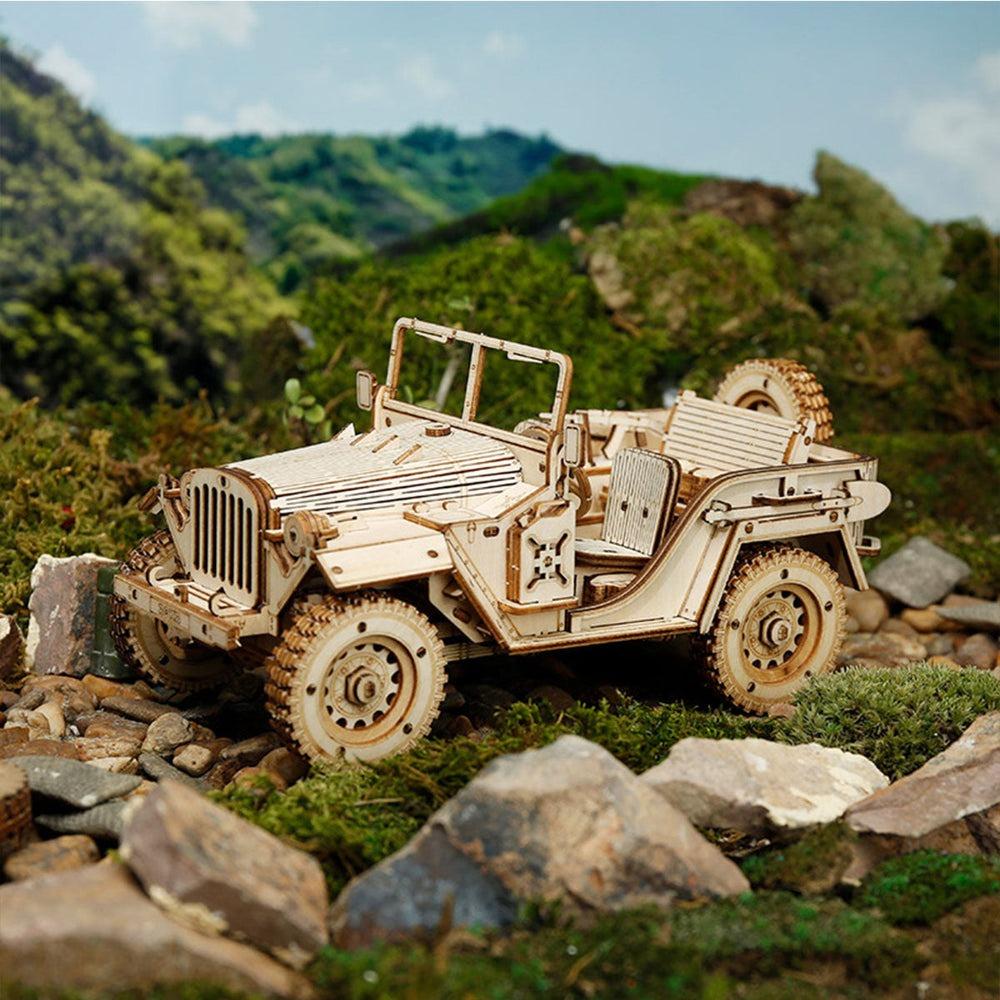 ROBOTIME ROKR Army Jeep Scale Model 3D Wooden Puzzle MC701