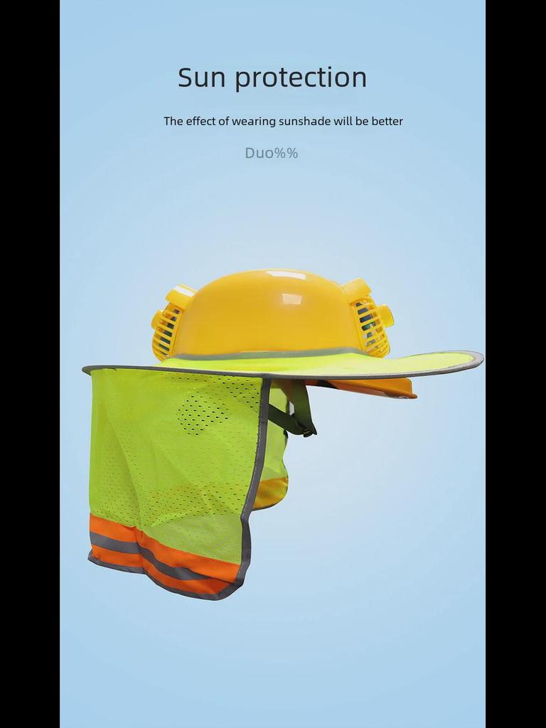 Шлем с двумя вентиляторами на солнечных батареях и подсветкой — ударопрочная перезаряжаемая кепка инженерной конструкции.