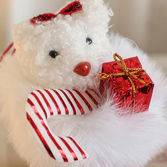 Plush Bear In Boot Christmas Ornaments Mini Stuffed Bear Hanging Ornaments Winter Fuzzy Shoes Christmas Tree Decor