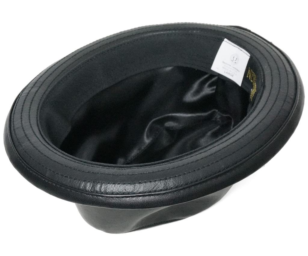 [New York Hat] 9204 Lambskin Fedora (Black, L)