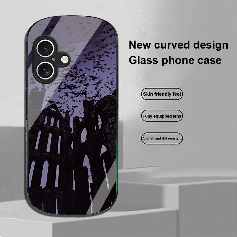 Темный чехол для Apple iPhone 16 11 13 15 14 Pro Max 12 Mini 7 8 Plus XR X XS SE Чехол для телефона из закаленного стекла эллиптической формы