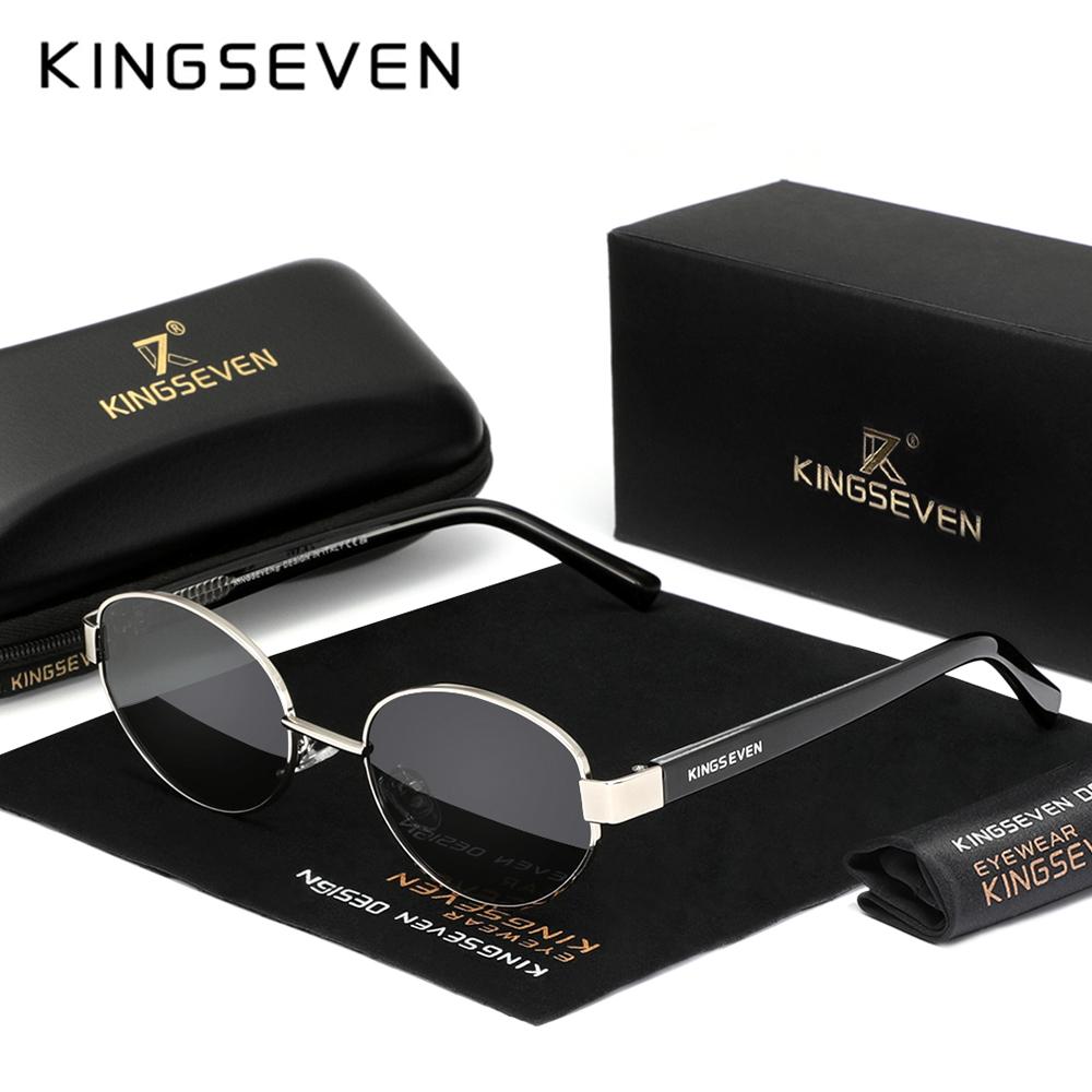 Kingseven Модные овальные солнцезащитные очки для мужчин и женщин UV400, защита глаз в ретро-сплавной оправе, солнцезащитные очки для вождения и отдыха на природе