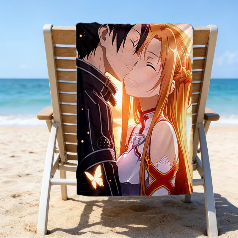 1pc Sword Art Online2 Beach Towel, Beach and Seaside Swimming Pool Equipment, Fashion Pattern, Rectangular, Travel Essentials