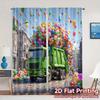 2 шторы с 2D плоской печатью (Без Рода) PartyTruck(2) Узорные Популярные Шторы Универсальные Полиэстеровые Шторы Декор Комнаты