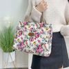 Large Capacity Casual Handbag Zipper Canvas Lunch Bag Portable Floral Print Tote Bag  Picnic
