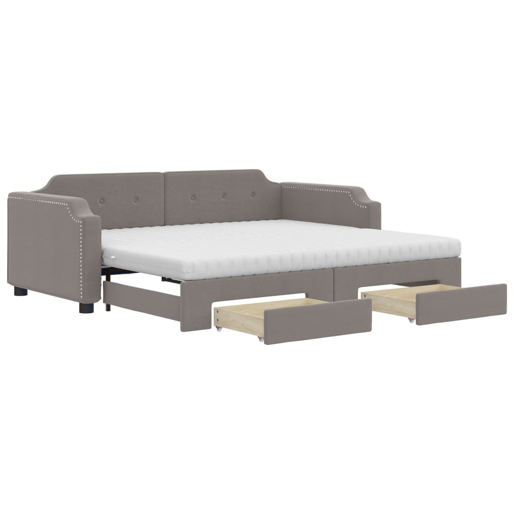 Extendable Daybed with Drawers Taupe 80x200 cm Fabric
