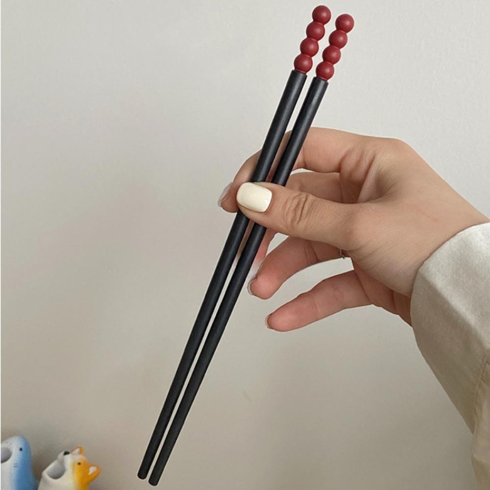 3 Pairs Creative Sugar Bean Alloy Chopsticks Portable Chopsticks Household Chopsticks Tableware