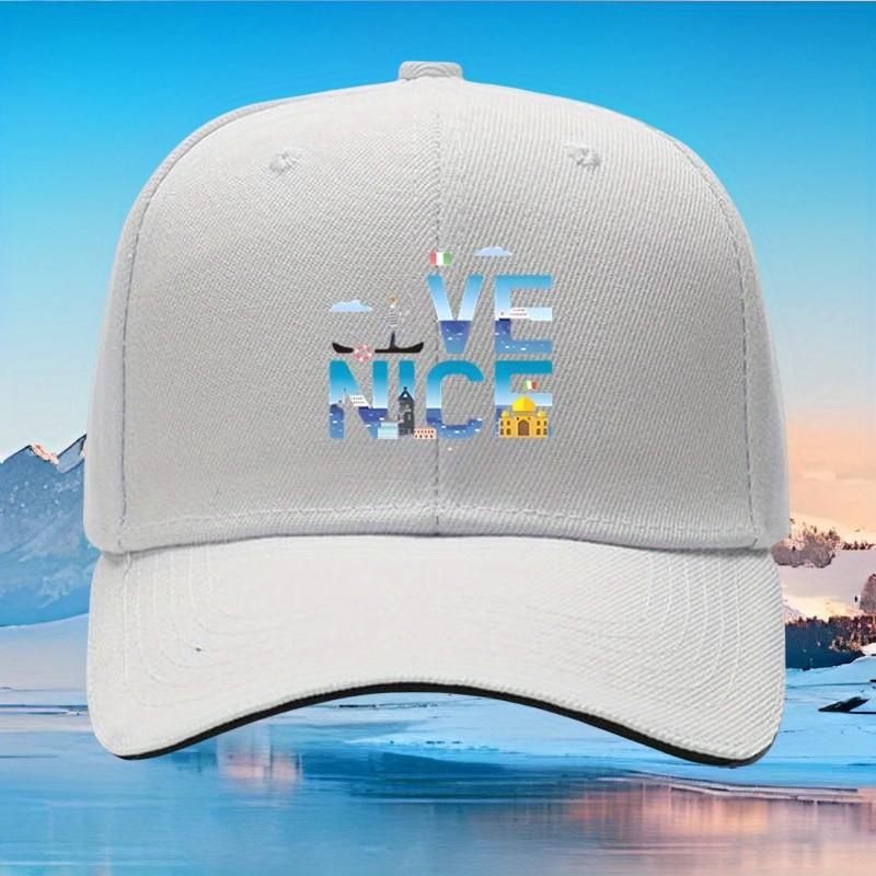 Venice Graphic Print Baseball Cap Cotton Adjustable Casual Cap for Unisex and Women