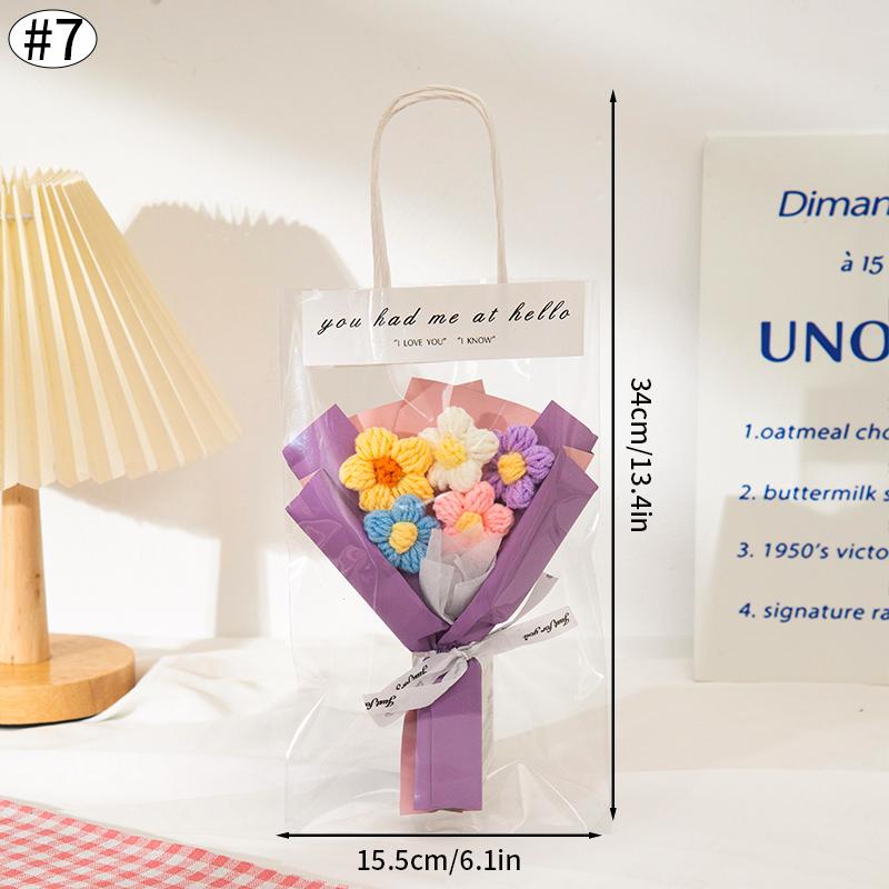 Мини-вязаный букет для подруги, креативный подарок на день рождения ко Дню святого Валентина, искусственный небольшой букет, подарок на свадьбу