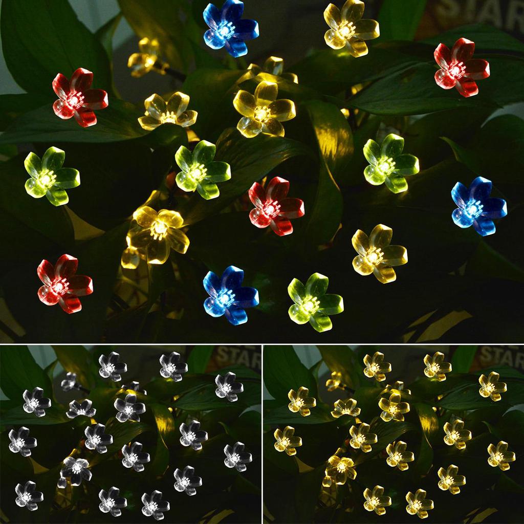 Solar String Lights 7m 50led Peach Flower Waterproof Outdoor Decoration Lighting Fariy Christmas Lights Wedding Party Garden Outdoor Decoration Light