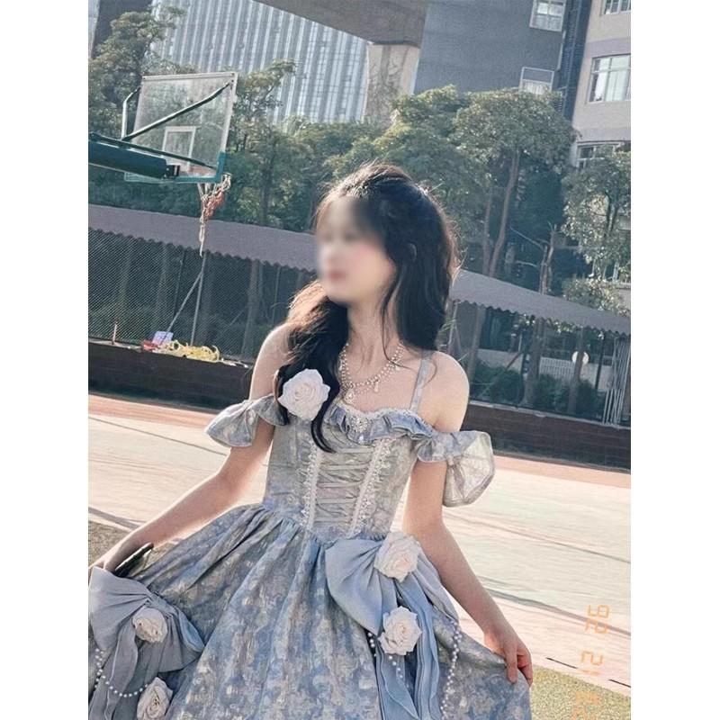 Вечернее платье Лолиты Высокий стиль Банкет Искусство Тест Выступление Без рукавов На бретелях Завышенная талия Платья принцессы