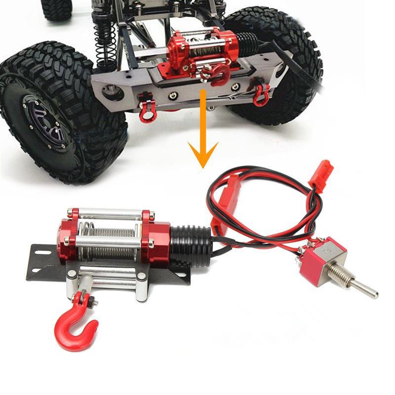 Electric Car Winch With Steel Rope Hook,Universal Remote Control Car Climbing Car Off-Road Vehicle,RC Accessory,RC Car Winch