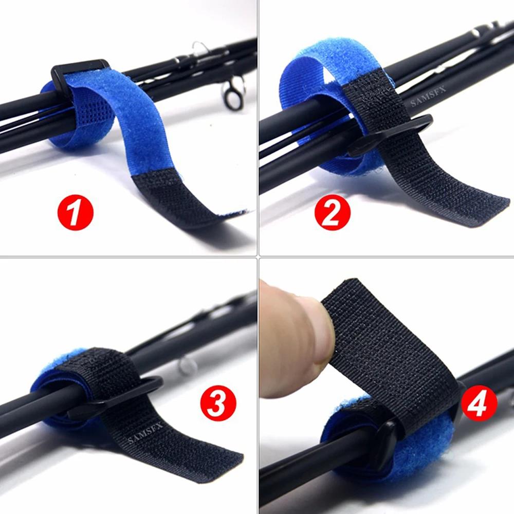 Fishing Rod Tie Holder Strap Suspender Fastener Hook Loop Ties Belt Fishing Rod Strapping Wrap Band Outdoor Fish Tool