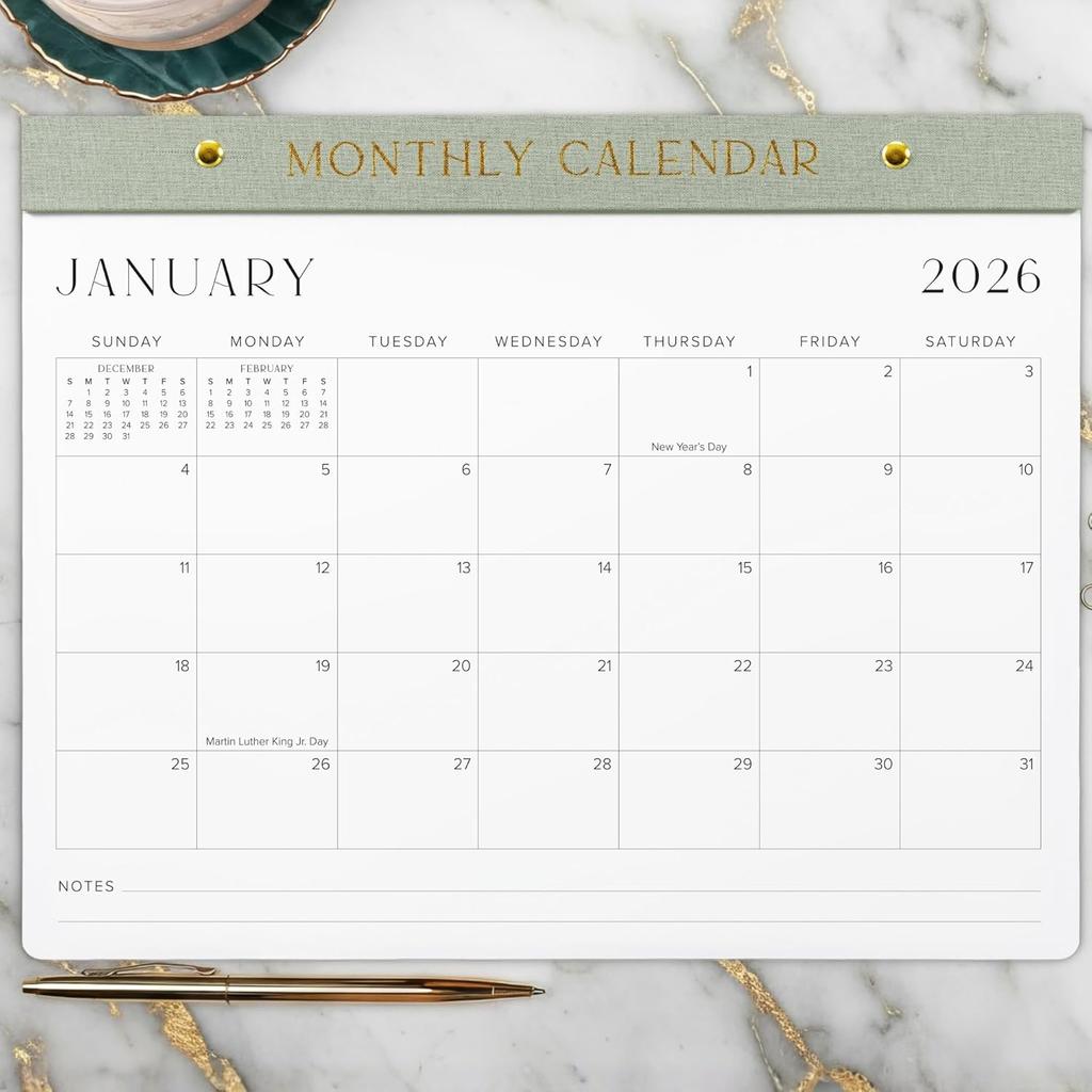 Aesthetic 2026-2027 Desk Calendar - Runs From January 2026 Until July 2027 - Minimalistic Office Desktop/Wall Calendar 14.5"x11.5" for Easy