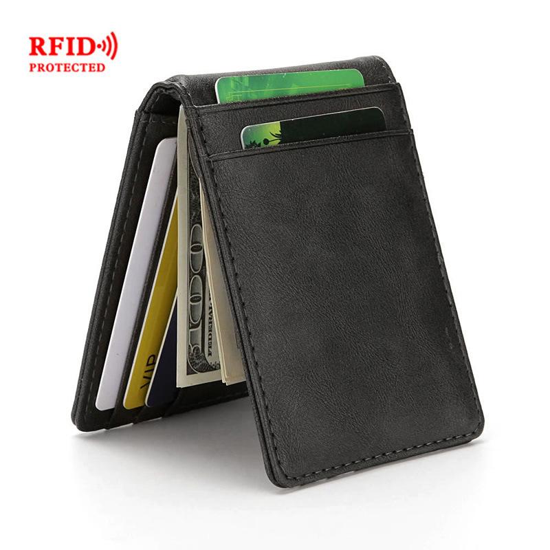 Креативный мужской кошелек Сумка для карт RFID Защита от кражи Щетка Зажим для долларов Модный Чехол для карт с узором Crazy Horse