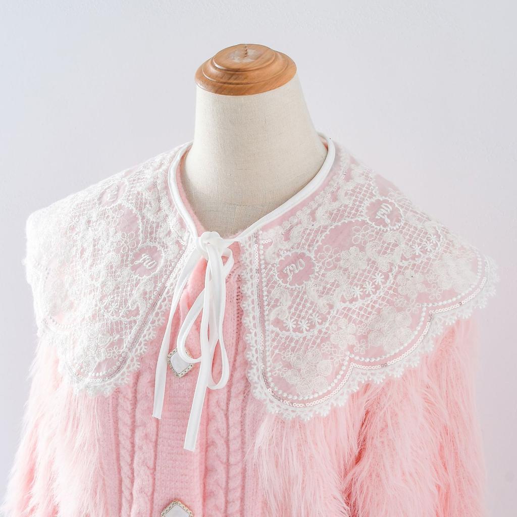 Girls Shoulder Wraps Shawl for Women's Shirt Fake Collar Front Tie White Lapel Blouse Detachable Collar Vintage Ladies Collar