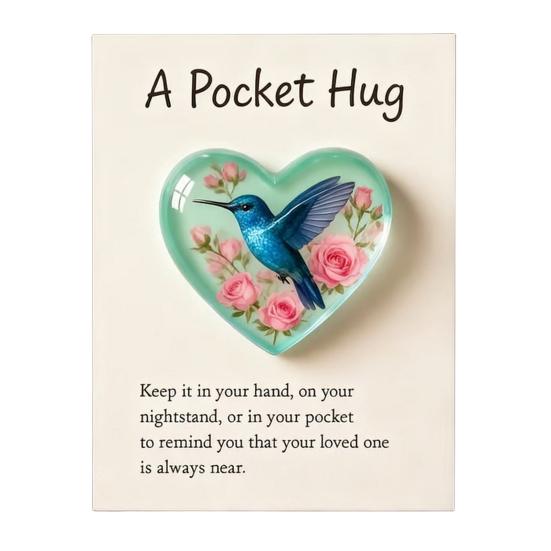 Pocket Hug Hummingbird Mini Pocket Hug Heart Cute Hummingbird Ornament with Encouragement Card Keepsake
