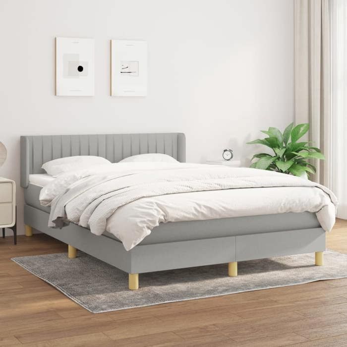 Maison Exclusive - Sommier à lattes de lit avec matelas Gris clair 140x200cm Tissu