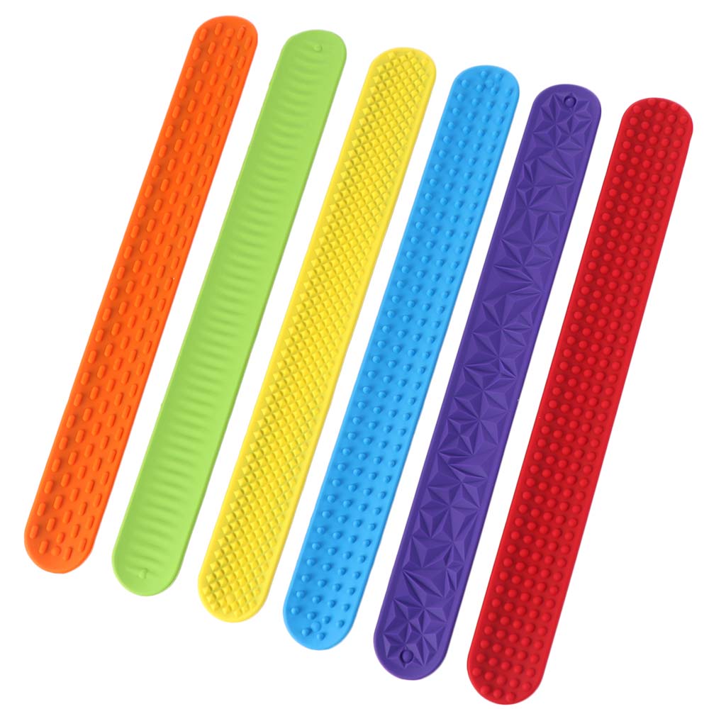 6pcs Surface Sensory Textured Wristbands Wearable Design Childs Slap Band Toy  Travel Must Haves