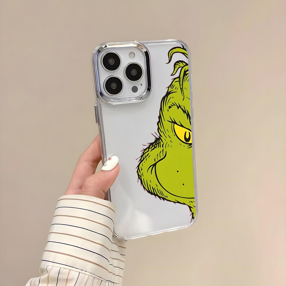 Чехол для телефона 'Классический Гринч' для IPhone 17 Air 16 E 15 14 13 12 11 Plus Pro Max Электроplated Прозрачный Мягкий Чехол