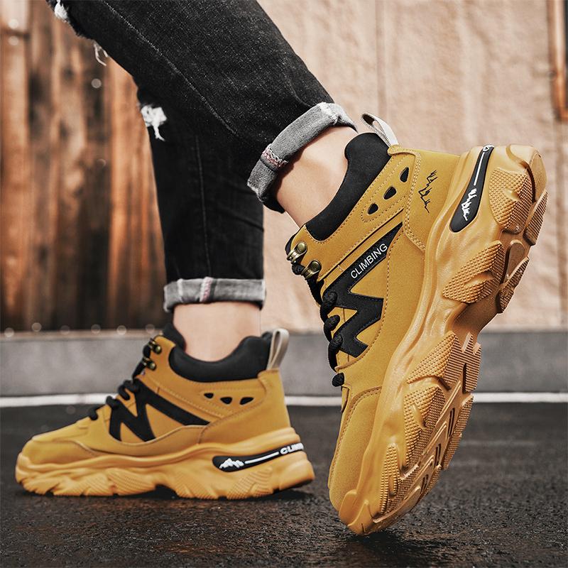 Fashion High Top Men's Shoes 2025 New Autumn Fashion British Style Workwear Leather Waterproof Outdoor Casual Sneakers Trend Short Boots