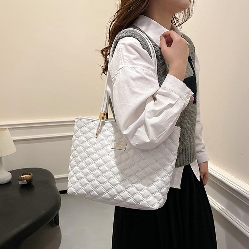 Large Capacity Sweet Tote Bag Rhombus Design Shoulder Commuter Bag For Women Casual Travel Shopper Handbags KTY