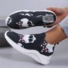 Halloween Printed Flats for Women 2024 Autumn Breathable Knitted Platform Sneakers Woman Soft Sole Non Slip Casual Shoes Size 43
