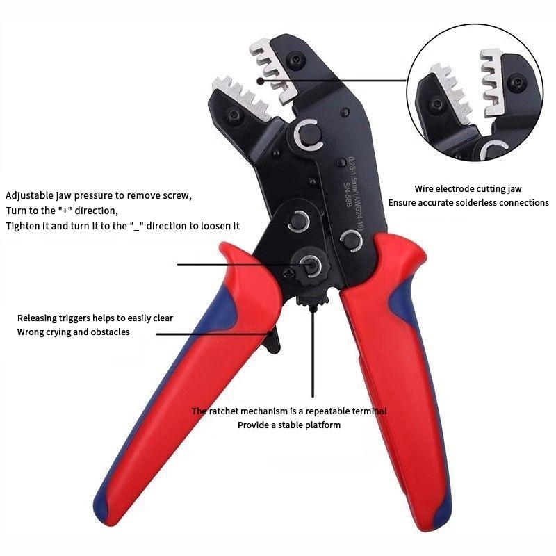 Crimping Pliers Ratcheting Crimping Tool Set For Open Barrel Dupont Molex Jst Te Terminals & Epc Pcie Sata Pins Sn-58B