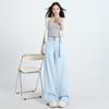 Женские весенние брюки с высокой талией и широкими штанинами Женские весенние ленивые и свободные брюки прямого кроя с драпировкой
