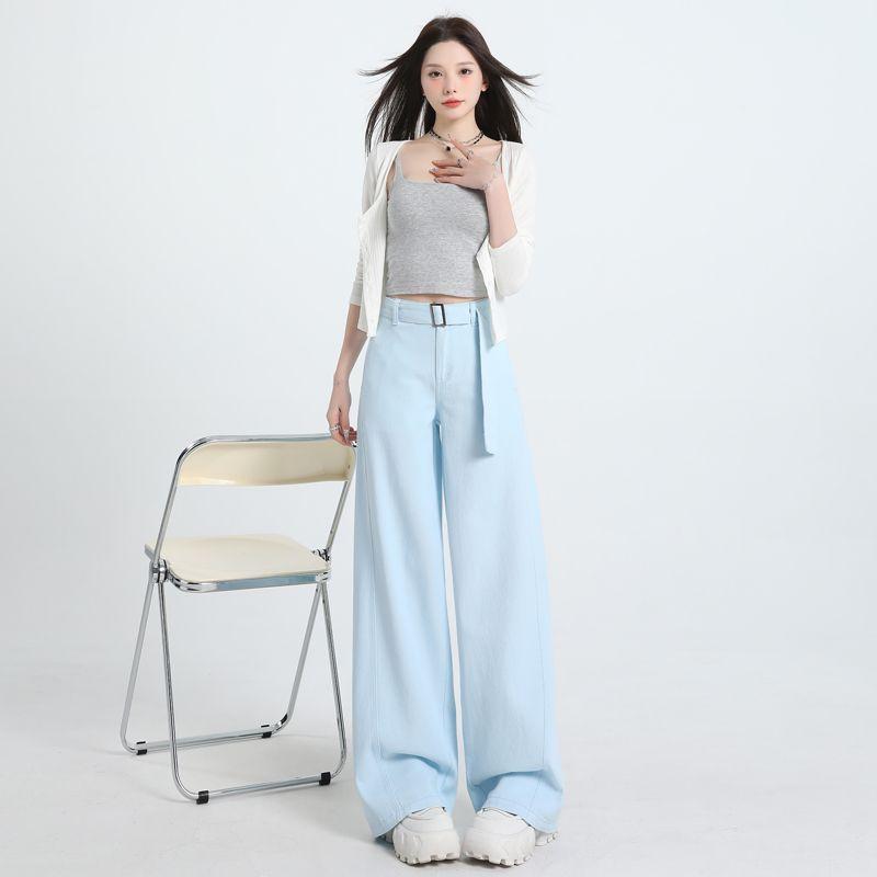Женские весенние брюки с высокой талией и широкими штанинами Женские весенние ленивые и свободные брюки прямого кроя с драпировкой